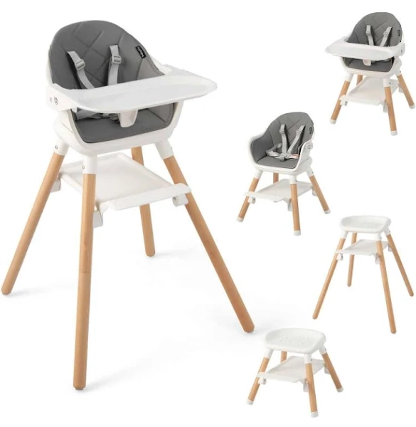 Baby Joy 6-in-1 Convertible Feeding High Chair with Double Trays