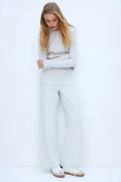 Foldover-waist jersey trousers