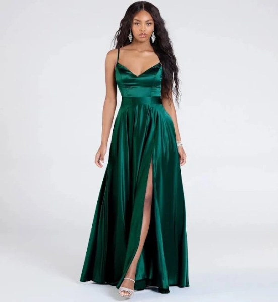 Windsor Emilie Satin Tie-Back A-Line Dress