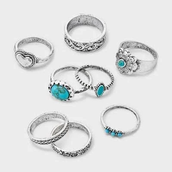 Wild Fable Western Stone Stacking Ring Set in Silver