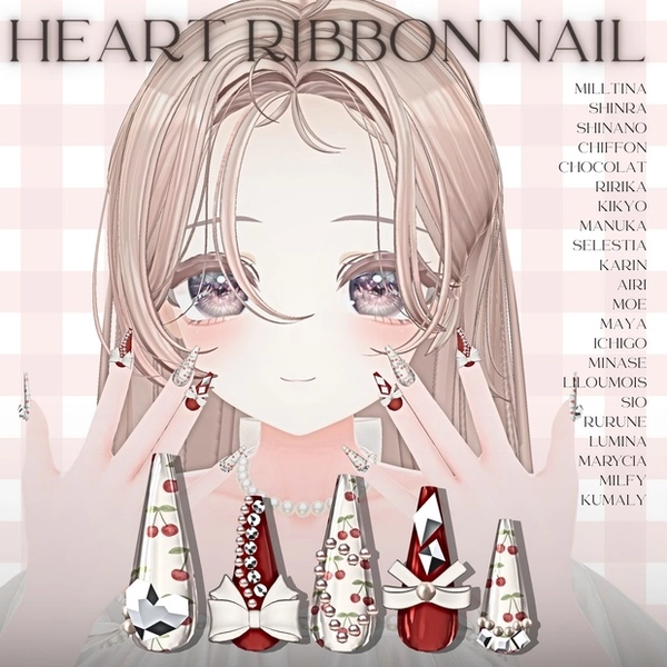 22アバター対応🎀HeartRibbonNail 