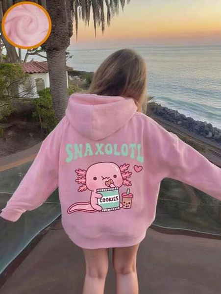 1pc Tween Girl Thermal Lined Hooded Sweatshirt, Warm Winter Youth Clothing, Suitable For Children, Autumn/Winter Long Sleeve Top, Y2K/Casual/Stylish/Daily/Streetwear/Holiday/School/Girly/Cute