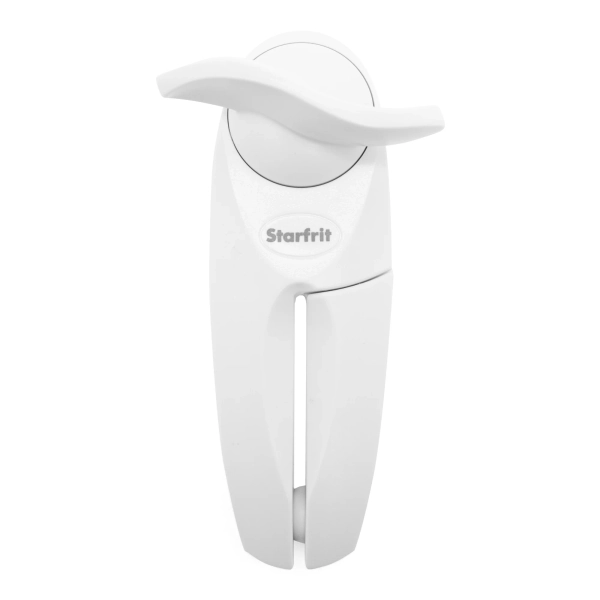 Starfrit Little Beaver Can Opener, Safe, Holds Lid and Leaves No Sharp Edges on Lid, Comfort Grip, 3-Year Warranty, White, Open cans easily without touching the lid using the Starfrit LITTLE BEAVER can opener. Safe with no sharp edges, hygienic as the lid never touches food, and practical for right or left-handed use. Compact and easy to clean with warm soapy water, perfect for everyday kitchen use.