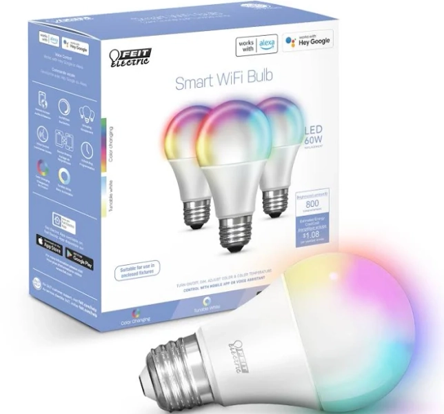 Feit Electric A19 Smart LED Light Bulb 3-pack