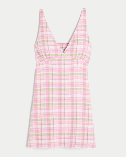 HOLLISTER: Linen-Blend A-Line Mini Dress