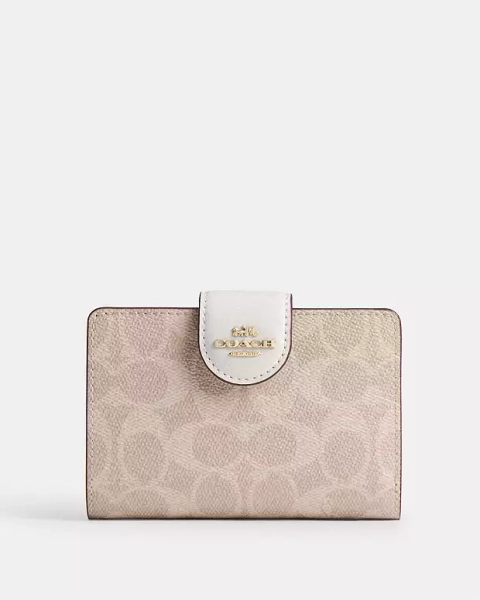 Gold/Sand/Chalk Medium Corner Zip Wallet In Signature Canvas