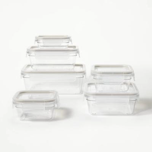 12pc (set of 6) Tritan Plastic Food Storage Container Set with Lids Clear - Figmint™: Stackable, Microwave-Safe