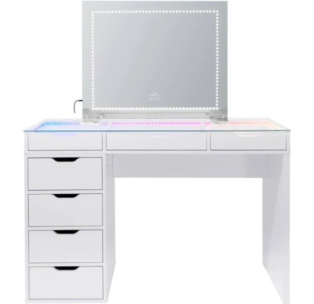 SlayStation Nebula Vanity Table with RGB Light and Vanity Mirror