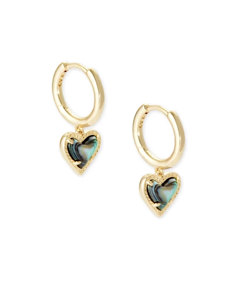 Ari Heart Gold Huggie Earrings in Rose Quartz