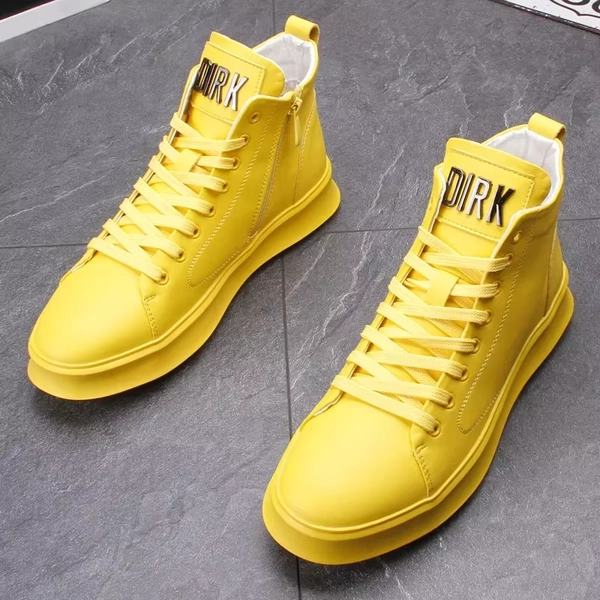 European New Shoes for Men Leather Casual Shoes High Tops Flats Skateboard Shoes Youth Street Cool Lace-up Sneaker 39-45 - AliExpress 322