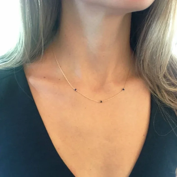 Sapphire Necklace, Gold Sapphire Jewelry, Dainty Necklace, Birthstone Necklace, Minimalist Necklace, Delicate Necklace, Layered Necklace