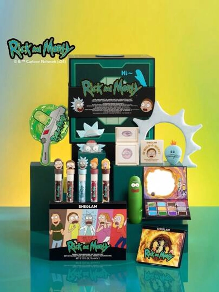 Rick and Morty X SHEGLAM Full Collection Set Makeup Set With Lip Gloss Blush Balm Eyeshadow Palette Pressed Setting Powder Setting Spray Hand Mirror Makeup Sponge Box Makeup Kit Brand Beauty Makeup Face Paint Cosmetic For Women Girls Perfect For Fall Winter Ideal For Y2K Fancy Fashion Suitable For Birthday Christmas Present Party Ready Best Color
