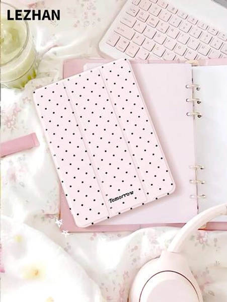 1pc Fashionable & Cute Polka Dot Design Flat Protective Case, Compatible With IPad 10.2", IPad Pro 11" 2021/2020/10th Gen, IPad Mini 4/5/6, Galaxy Tab A8 10.5" 2022, Matepad 10.4"/Tab, With Pencil Slot, Drop Protection, Tablet Stand Cover