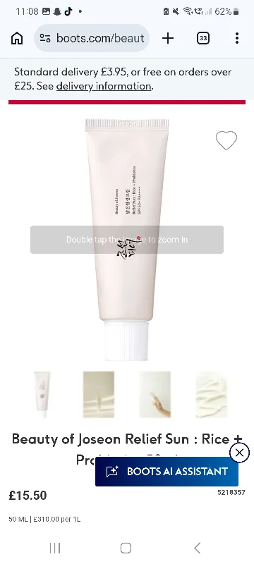 Beauty of Joseon Relief Sun : Rice + Probiotics 50ml - Boots