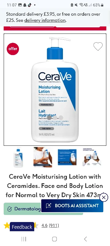 CeraVe Moisturising Lotion with Ceramides. Face and Body Lotion for Normal to Very Dry Skin 473ml - Boots
