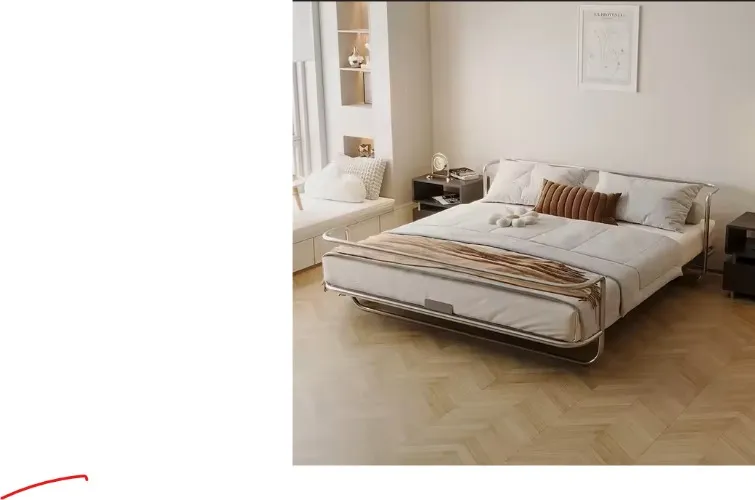 Stainless steel industrial style metal bed