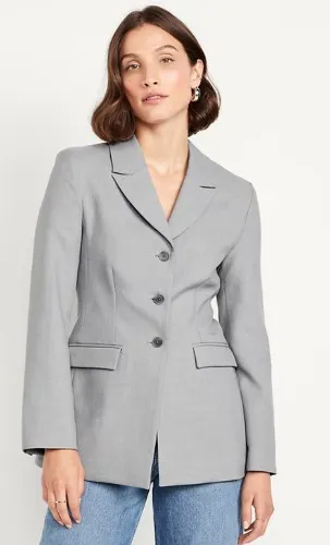 Fitted Button-Front Blazer