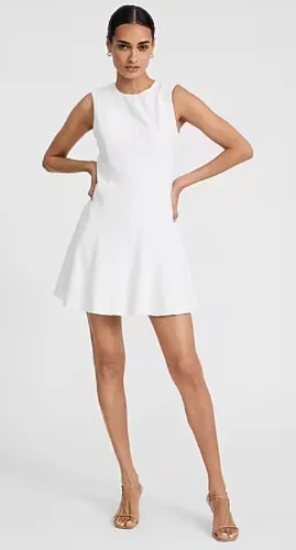 Crew Neck Sleeveless Seamed Mini Fit and Flare Dress