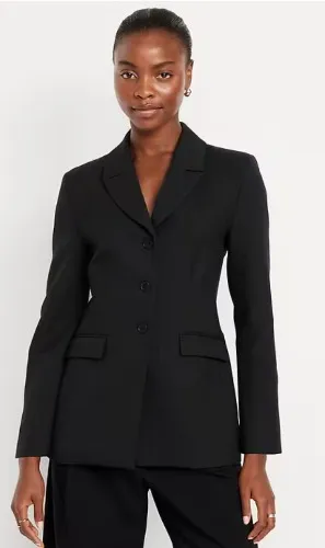 Fitted Button-Front Blazer