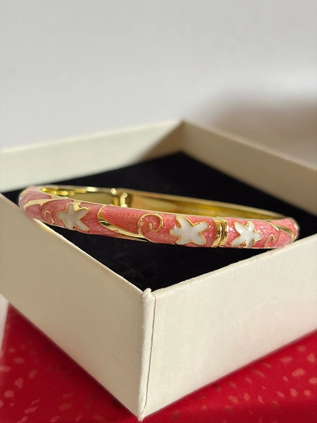 peach and white enamel
