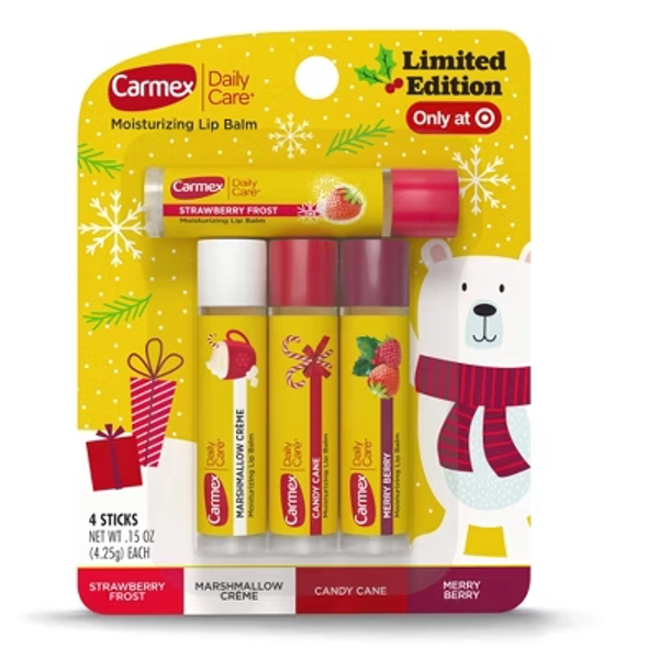 Carmex Daily Care Holiday Limited Edition Lip Balm Sticks - 0.15oz/4ct