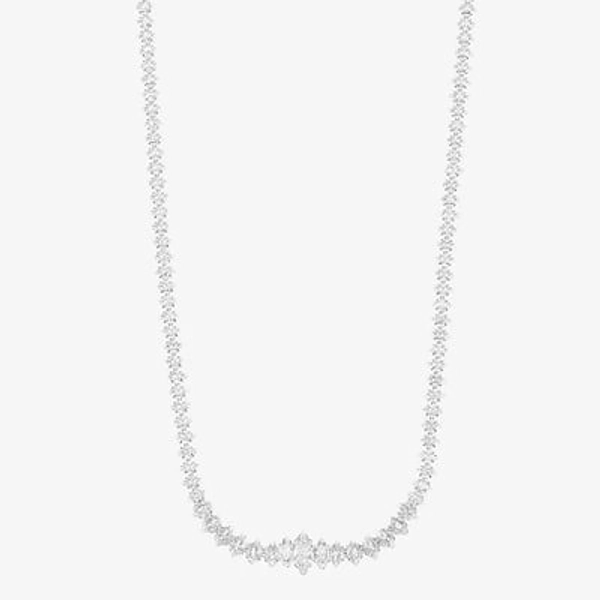 Sparkle Allure Womens Cubic Zirconia Pure Silver Over Brass 16 Inch Tennis Necklace, One Size