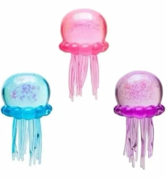 Glitter Jellyfish Squishy Stress Ball, Slow Rebound Squeeze Fidget Toy for Kids & Adults, Anxiety