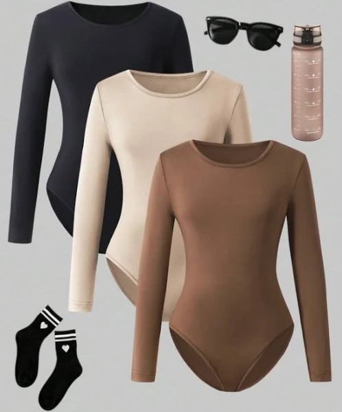 SHEIN Tween Girls Skinny Fit Long Sleeve Romper