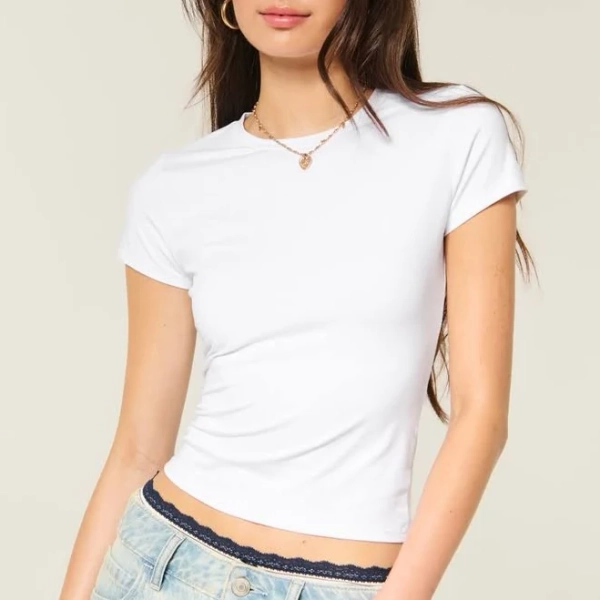 Women's Hollister Smooth Seamless Fabric Crew Baby Tee