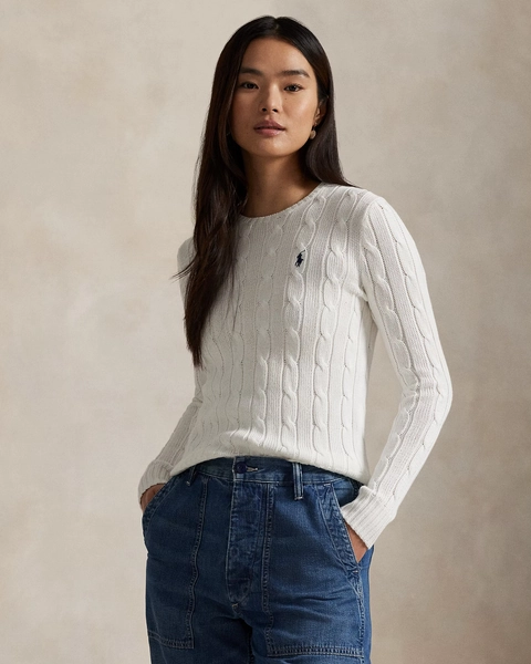Maglia a girocollo in cotone a trecce da donna | Ralph Lauren® IT
