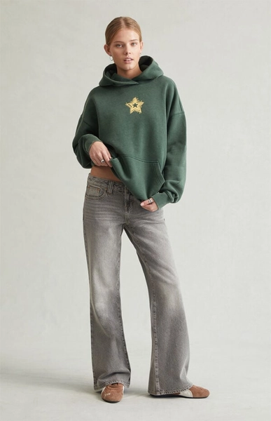 Charlie Low Rise Baggy Bootcut Jeans Gray