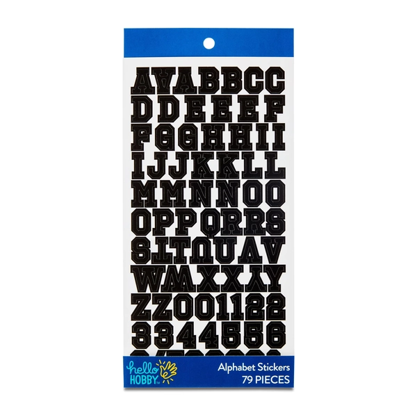 Hello Hobby Black Print Block Alphabet Stickers, 79 Count - Walmart.com