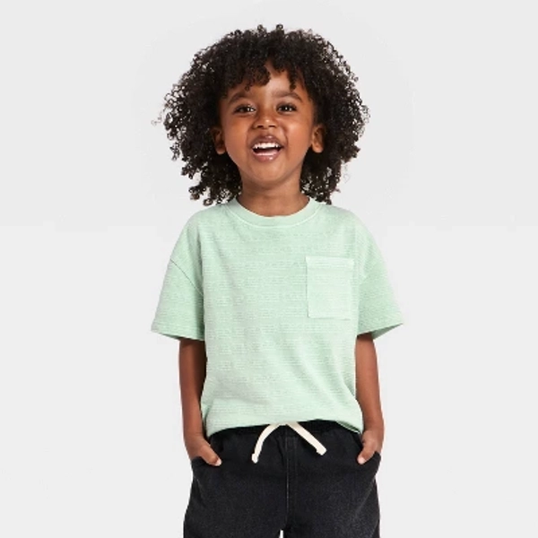 Toddler Boys' Short Sleeve Jacquard Oversized T-Shirt - Cat & Jack™ Mint Green 2T