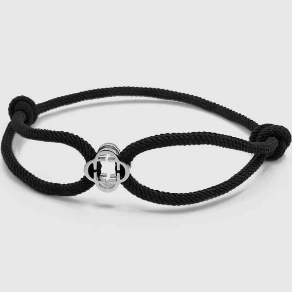 Men's Silver Cord String Bracelet