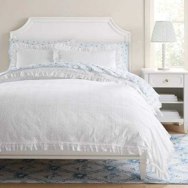 Hill House Home Embroidered Scallop Stripe Duvet Cover