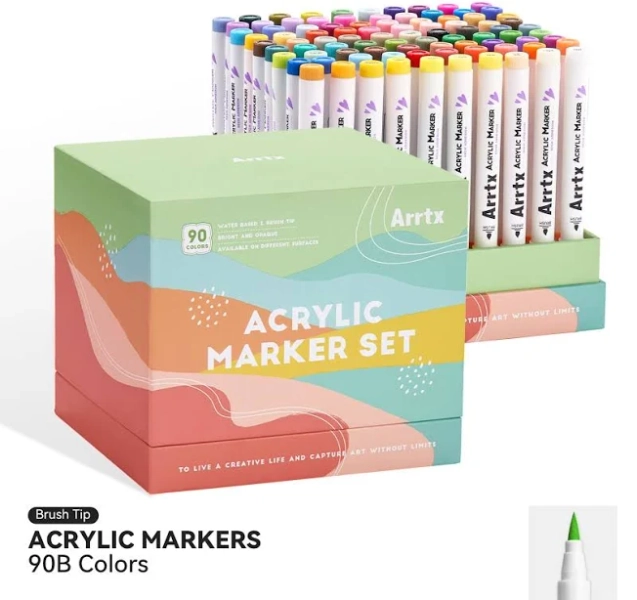 Arrtx 90B Colors Acrylic Paint Markers Brush Tip Landscape Colors
