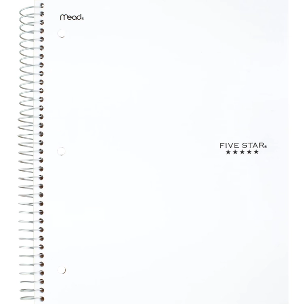 Five Star® 3 Subject 300pg Notebook 11" White