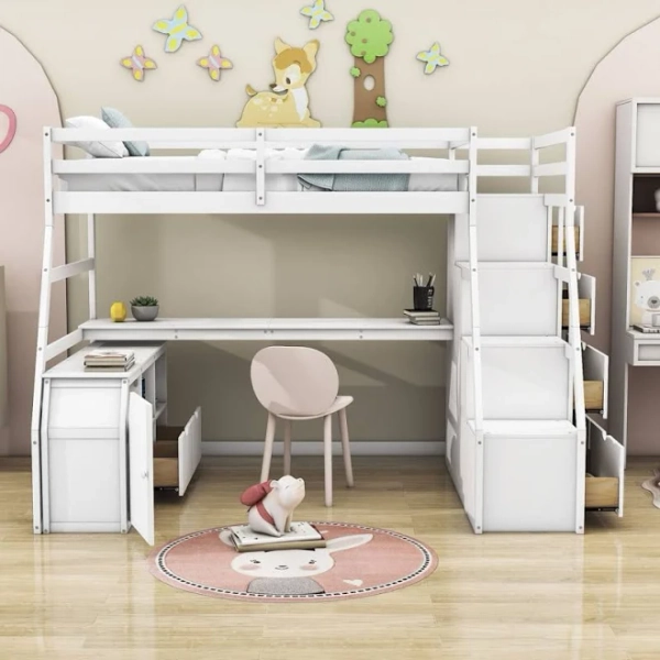 Harriet Bee Ginnette 7 Drawer Loft Bed with Built-in-Desk