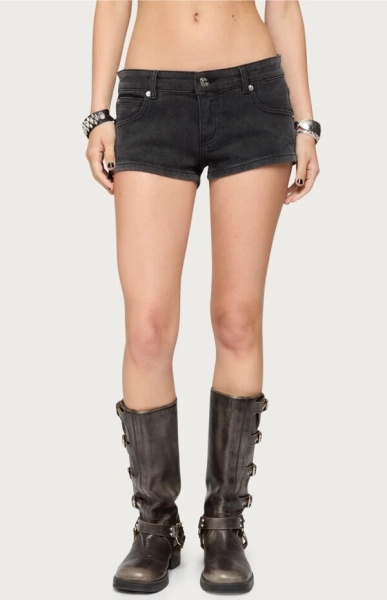 Syra Zipper Low Rise Denim Shorts
