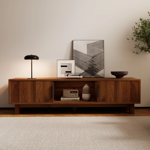 Ebern Designs 59"W Fluted TV Stands For Tvs Up To 65" With Power Outlets & Storage Compartments & Reviews - Wayfair Canada