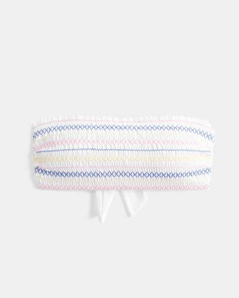 Smocked Bandeau Bikini Top