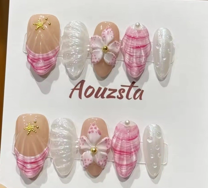 Press On Nails 3d Flower Design Summer Pattern