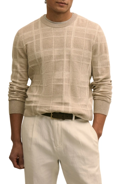 Plaid Texture Cotton Sweater