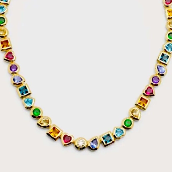 NWT 🤎💙💚 Camila Coelho Gorgeous Multicolor Cubic Zirconia Necklace