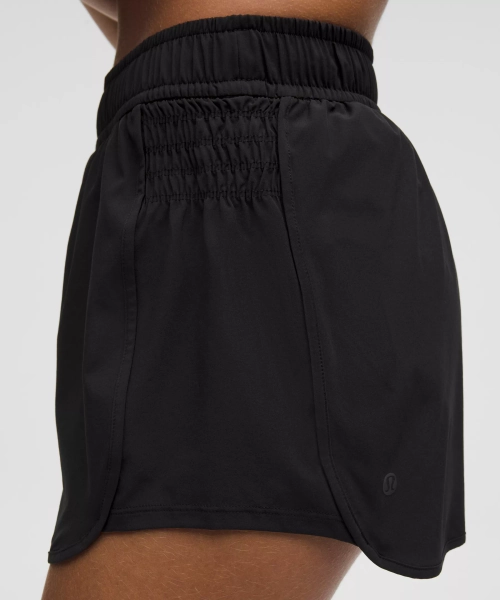 Ruched-Side High-Rise Short 3" - Black - L