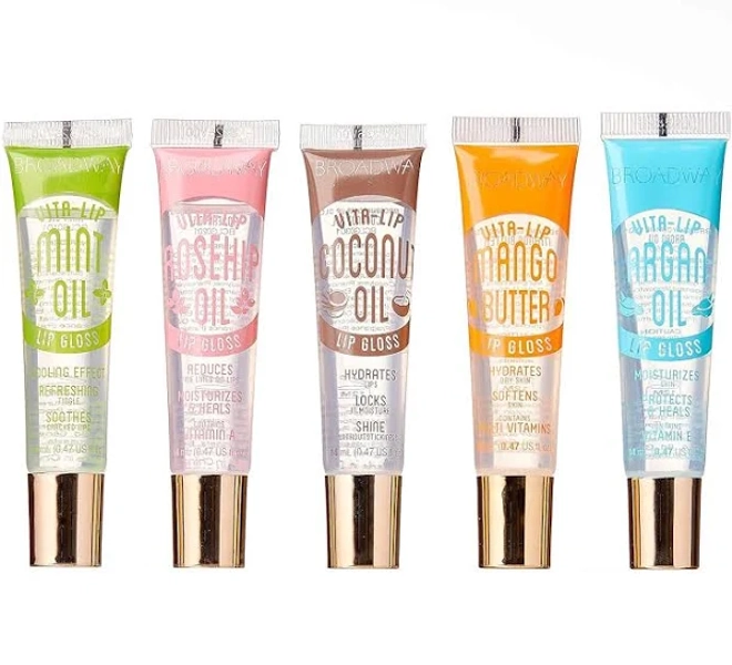 Vita-lip Clear Lip Gloss (5 Pack Mint, Rosehip, Coconut, Argan Oil,