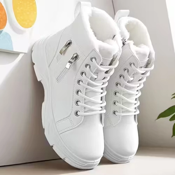 new womens warm high top shoes solid color simple versatile - Temu