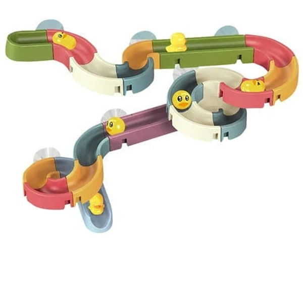 Partheme Novelty Toys 2 Counts Bath Toys DIY Slide Indoor Waterfalls Track Stick to Wall Bathtub Toys color