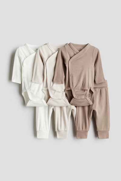 6-piece bodysuit and trousers set - Light mole/Light beige