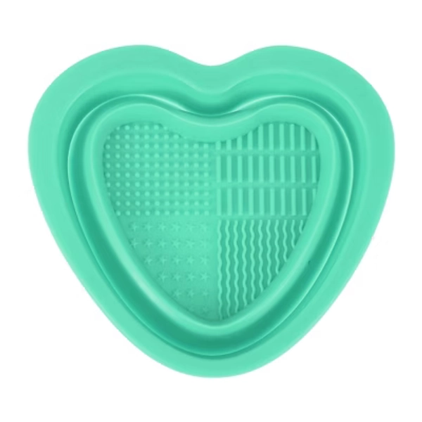 Unique Bargains Foldable Heart-shaped Makeup Sponge Brush Cleaner Green 1 Pc